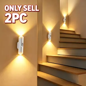 2pcs Rechargeable RGB Color Changing LED Wall Light with Motion Sensor, Magnetic Base & Cat-Eye Design - Usb-Powered Under-Cabinet Lighting for Home Office, No Wiring Needed, Rechargeable Wall Light, Ambient Lighting, Modern Lighting