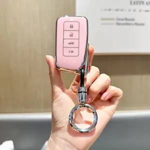 for Lexus Key Fob Cover with Metal Braided Keychain, Upgraded Soft Case for GS GS-F ES IS IS-F RC RC-F NX LX570 RX350/450h (4 buttons) Key Fob Shell