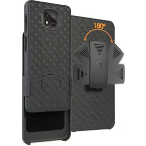 Case with Clip for Moto G Power 2021, Nakedcellphone [Black Tread] Kickstand Cover with [Rotating/Ratchet] Belt Hip Holster Holder Combo for Motorola Moto G Power 2021 Phone