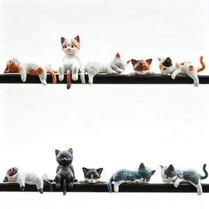 Mini Cat Figurines 5/10 Pack, Resin Multi-Pose Kitten Desk Ornaments, Cute Cat Decor for Home Office Shelf Car, Perfect Gifts for Cat Lovers