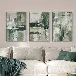 3pcs/set Unframed New Design Modern Abstract Nature Artistic Green Fresh Oil Painting Nordic Wall Hanging Wall Decoration Minimalist Art Original Artwork