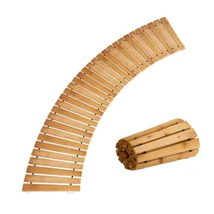 6FT Curved Non-Slip Roll Out Wooden Garden Pathway Walkway - Decorative Outdoor Patio Boardwalk for Backyard Beach Wedding Party
