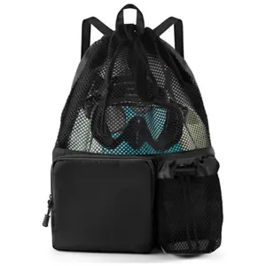Mesh Drawstring Backpack with Shoe Bag, Swim Rope Bag, Handle Gym Yoga Beach Travel Sandbag, Large Capacity Fitness Beach Travel Bag