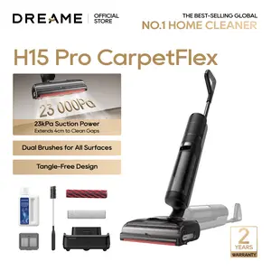 DREAME H15 Pro CarpetFlex Cordless Vacuum Mop, Wet Dry Vacuum Cleaner with Dual Brushes for Hard Floors & Carpet, Tangle-Free Hair-Cutting, 23kPa Suction, 180° Lie-Flat Floor Washer, 194°F Fast Drying