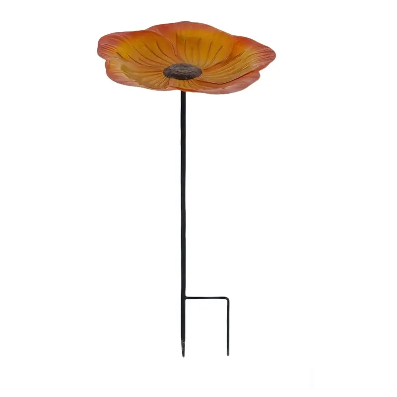 Colorful Metal Bird Bath Bowl, Outdoor Flower Shape Feeder, Garden Decor, Rust-Resistant, Spring Summer Essential for Bird Lovers, Bird Supplies
