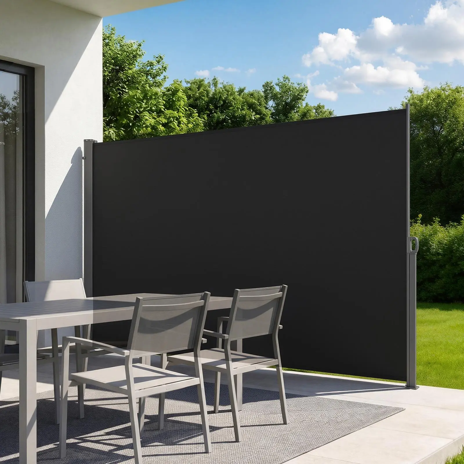 【Summerfinds】VEVOR Retractable Side Awning Sunshade Canopy, 71"x118" Patio Retractable Side Screen with 180 g/m² Waterproof Shelter Fabric, Solar Protection UV Resistant Awning for Garden, Balcony, Pool, Solar Protection Awnings