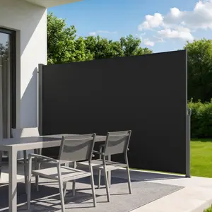 VEVOR Retractable Side Awning, Summervibes, 71" x 118" Patio Retractable Side Screen with 180 g/m² Polyester Fabric, Waterproof Sunshade Outdoor Privacy Screen Room Divider for Garden, Balcony, Pools, Deck, Black