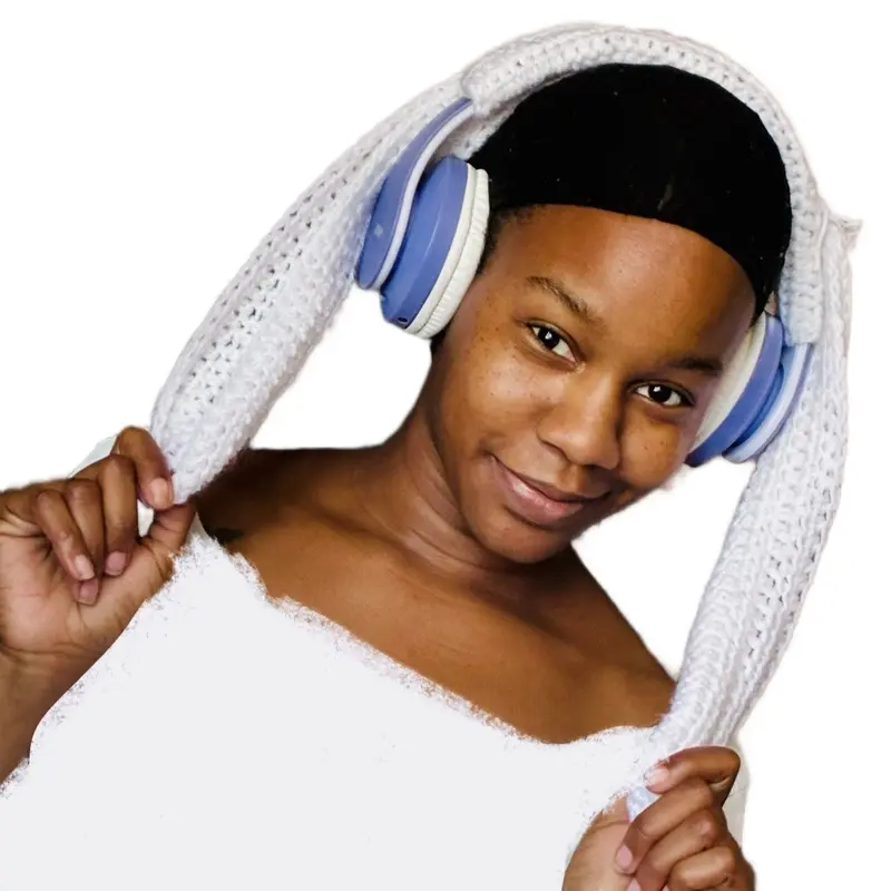 ProverbzGirlz White Crochet Bunny Ear Over The Ear Headphone Covers for Decoration and Style