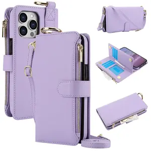 Phone Case - Wallet Case with Zipper for Iphone 16E, 16, 15, 14, 13, 12, 11 Pro Max, 14Plus, 15Plus, X, XS, XR, XS Max, SE 2020, 7, And 8 Plus, Featuring RFID Blocking And a Flip Folio Design for Both Men And Women, Providing Shockproof Protection