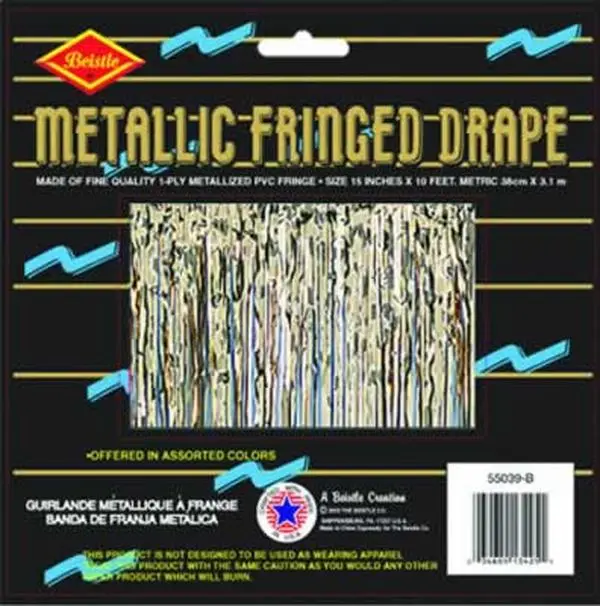 DDI 1907630 Packaged 1-Ply FR Metallic Fringe Drape - Gold