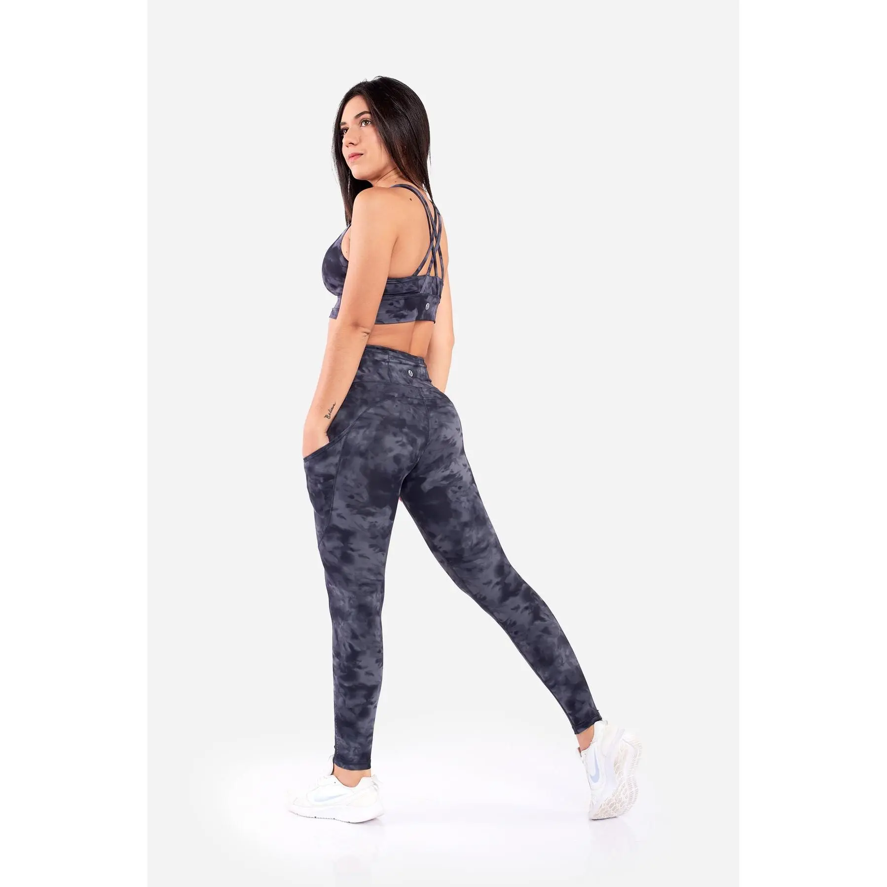 TIE DYE BLACK POCKET LEGGINGS