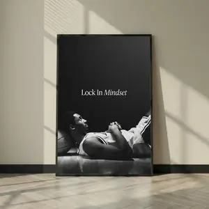 Kobe Bryant Lock In Mindset Poster, Basketball Motivation Wall Art, Black and White Athlete Print, Gym Focus Decor, Sports Office Poster