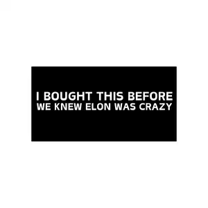 Funny Car Bumper Sticker: 'I Bought This Before We Knew Elon Was Crazy' - Humorous Gift for Tesla Fans, Car Enthusiasts, Gift for Birthdays,