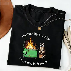 Comfort Colors Funny Raccoon Dumpster Fire T-Shirt, This Little Light of Mine Sarcastic Tee, Racoon Lover Gift, Chaos Aesthetic Graphic T-shirt