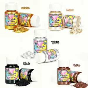 Mica Pigment Powder 2 Pcs Colors Set, Epoxy Resin Color Pigment, Jewelry Casting, Candle Making, 10g/30ML Bottle, Golden, Wheat, Coffee