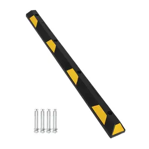 Rubber Parking Curb, 72" Heavy Duty Parking Stopper with 8 High Reflective Yellow Safety Stripes, Durable Garage Wheel Stoppers Parking Curb for Car, Truck, RV and Trailer