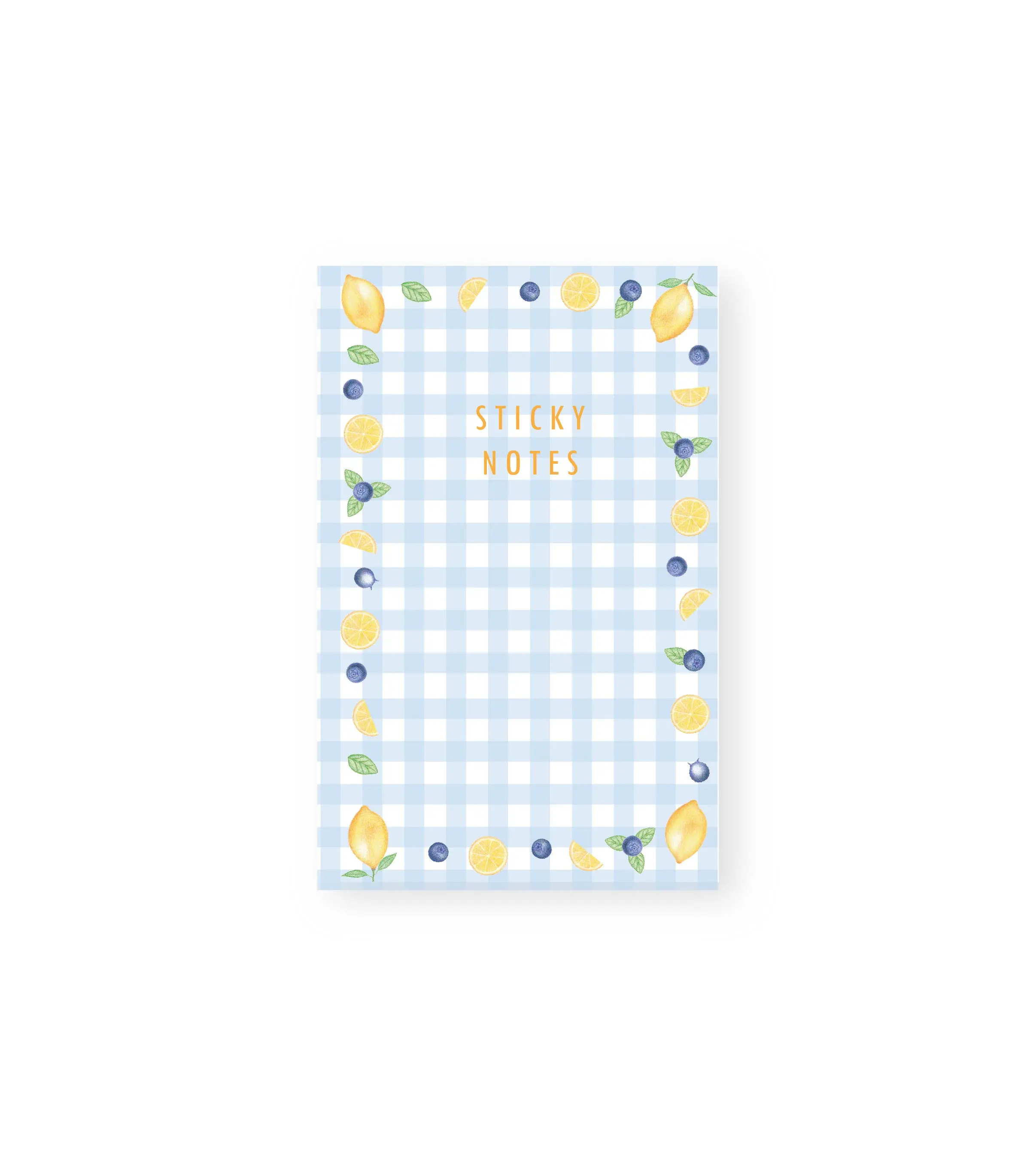 Lemons and Blueberries Sticky Note Book with Page Flags, To Do List Notepad, Pocket Sized Stationery