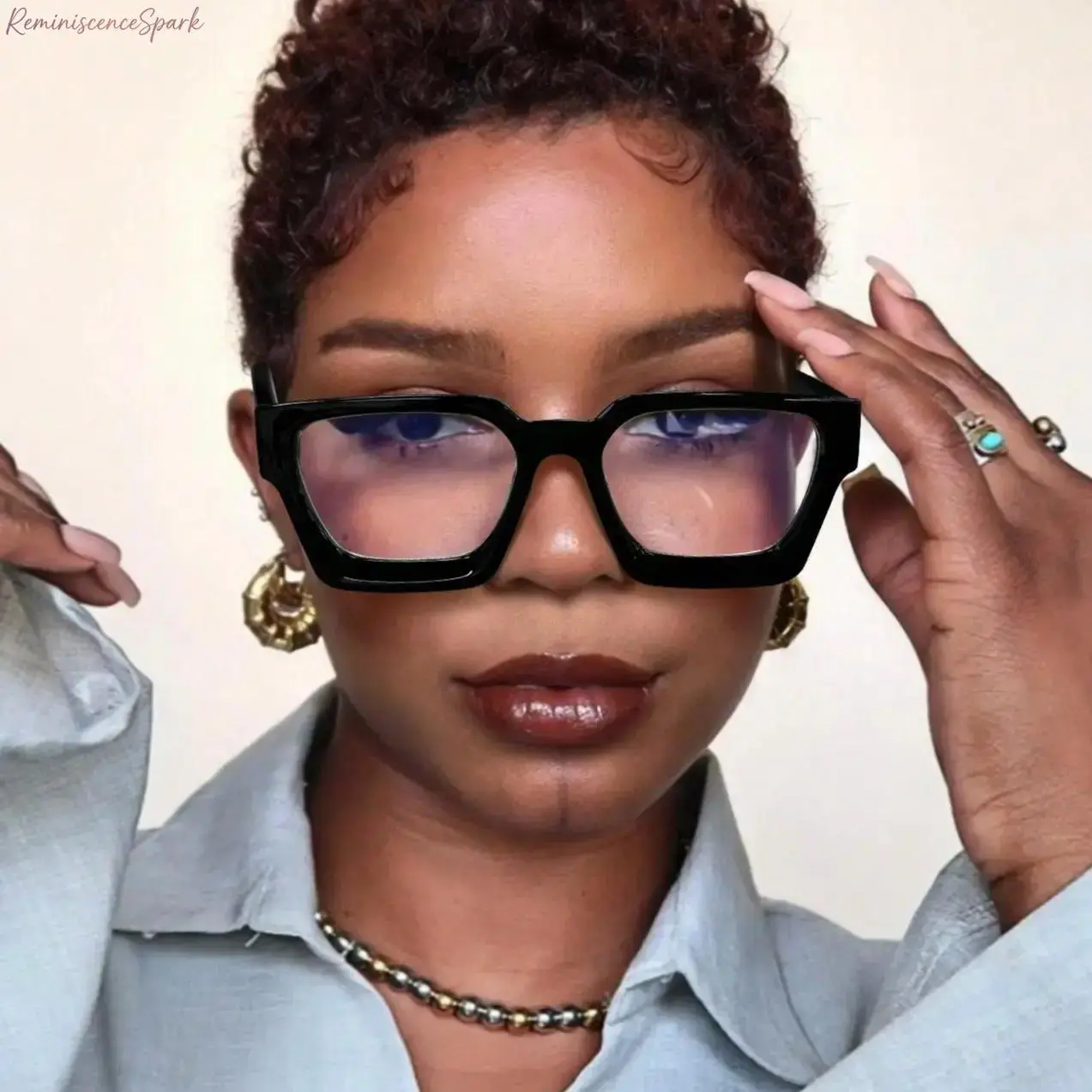 Unisex Square Blue Light Glasses - Non-Prescription, High-Color Fashion Frame, Comfortable Lightweight Design, Ideal for Office Use & Daily Styling
