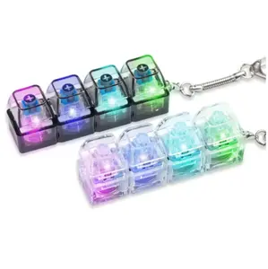 LED Keyboard Keychain Fidget Toy, Crystal Clicker Sensory Gadget for Stress Relief, Fashion Accessory for Adults