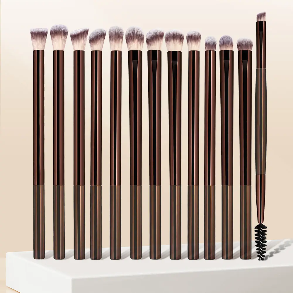 Professional Eyeshadow Brush Set, 13 Pieces Ultra Soft Fibre Crystal Handle Brushes for Eye Makeup, Brows & Lashes Detailing Tools, Cosmetic Brushes