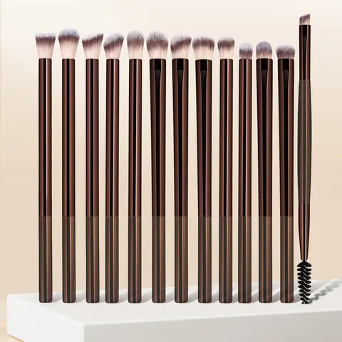 Professional Eyeshadow Brush Set, Eye Brush Kit, 13 Pieces Ultra Soft Fibre Crystal Handle Brushes for Eye Makeup, Brows & Lashes Detailing Tools