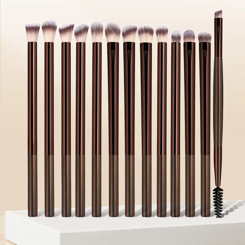 Professional Eyeshadow Brush Set, 13 Pieces Ultra Soft Fibre Crystal Handle Brushes for Eye Makeup, Brows & Lashes Detailing Tools, Cosmetic Brushes