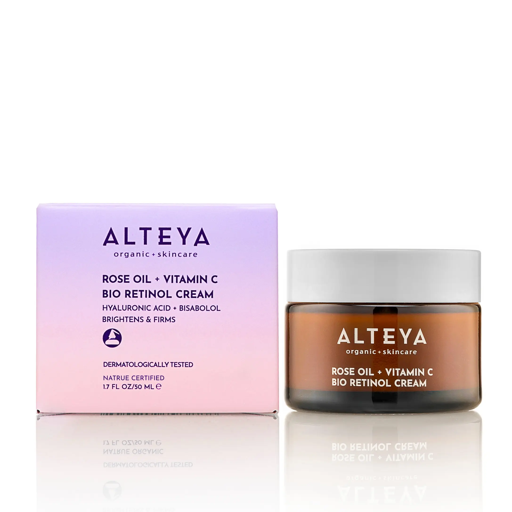 ALTEYA Rose Oil & Vitamin C Bio Retinol Cream - Hydrating, Nourishing & Anti-Inflammatory Formula for Radiant Skin - 1.7 FL OZ/50 ML - Daily