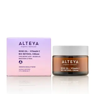 ALTEYA Rose Oil & Vitamin C Bio Retinol Cream - Hydrating, Nourishing & Anti-Inflammatory Formula for Radiant Skin - 1.7 FL OZ/50 ML - Daily