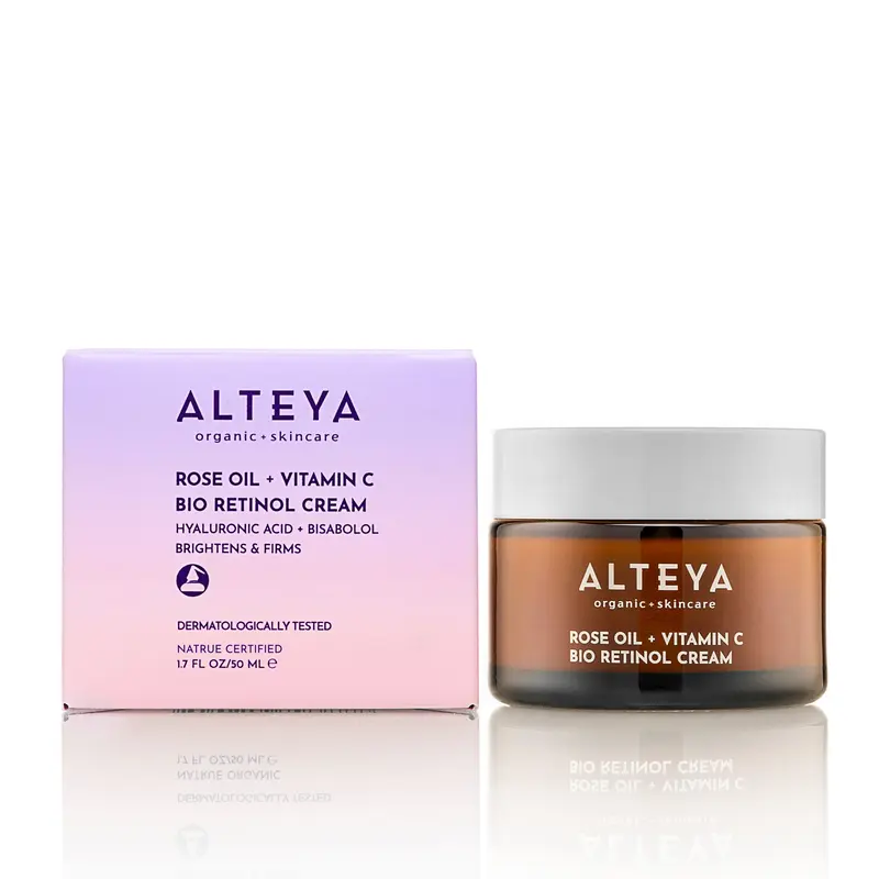 ALTEYA Moisturizer with Rose Oil, Bio Retinol & Vitamin C for Deep Hydration and Radiant Skin, Organic Anti-Inflammatory Daily Cream, 1.7 fl oz, Moisturizers, Flower, Hyaluronic, Hydrate, Anti Inflammation Moisturizers & Mists