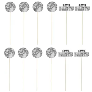 3 1/2" – 5" Sweet 16 Party Disco Ball Let’s Party Centerpiece Sticks - 12 Pc.