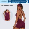 Coral Canton Seamless Women's Cross Back Slim Fit One Piece Shorts SohoChic