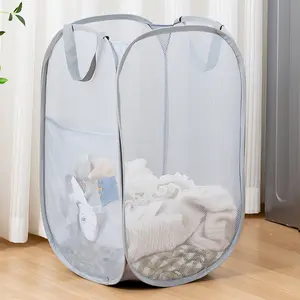 laundry baskets Mesh Laundry Hamper with Handle Portable & Collapsible Design for Easy Storage & Laundry Use Polyester Material Ideal for Home Organization