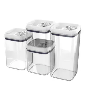 Flip-Tite Square Food Storage Container Set - Canister Pack of 4 for Versatile Storage and Organizational Solutions Kitchen Utensils