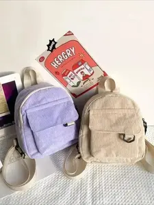 Mini Women's Backpack Fashion Casual Corduroy Lightweight Backpack Student Small Backpack Travel Stylish Backpack Cute Commuting Small Makeup Bag