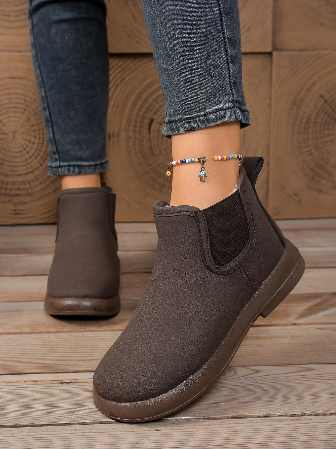 Thermal Insulated Ankle Boots for Women | Non-Slip Winter Shoes with Soft Fleece | Comfortable Flat Casual Boots Walking Shoes Footwear