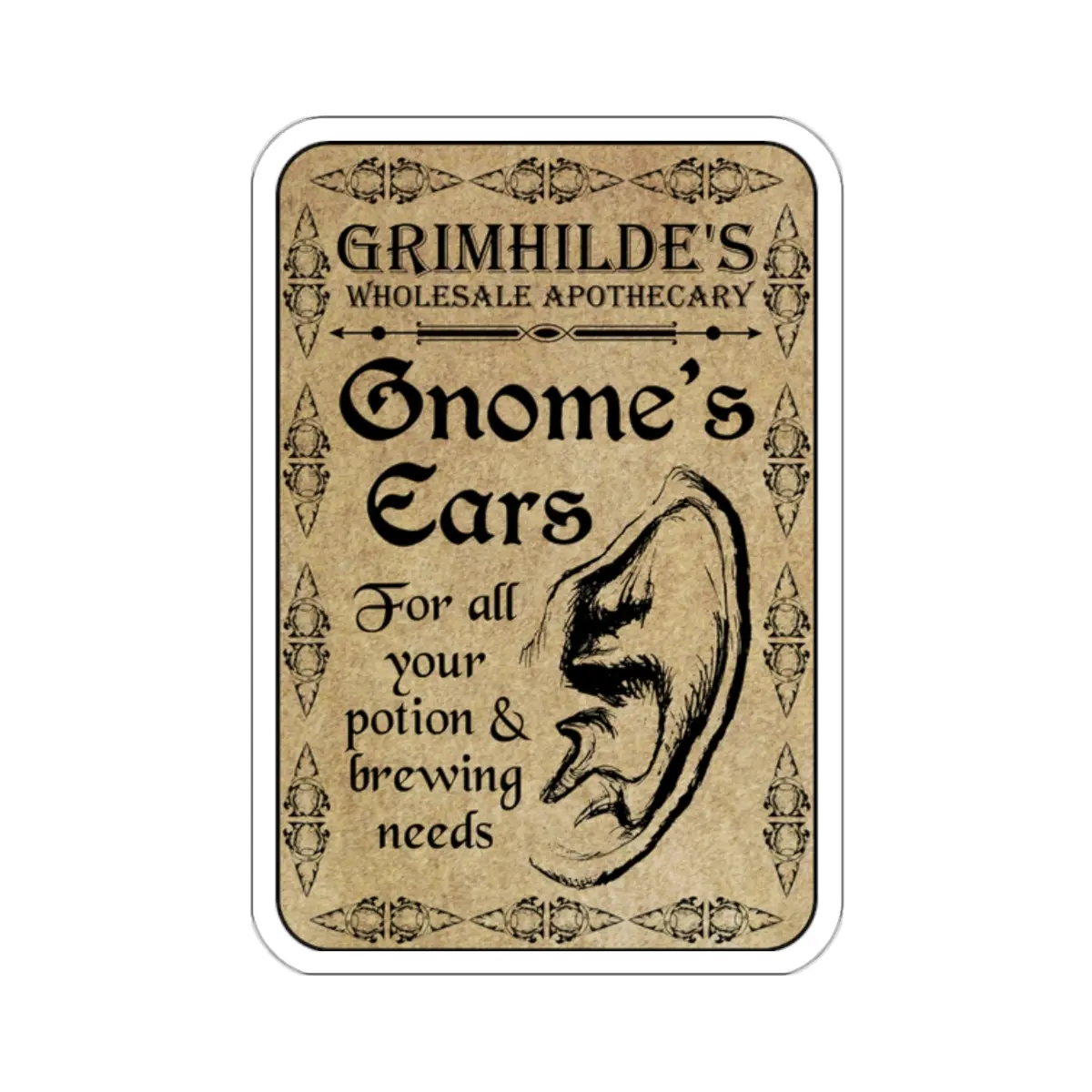 Gnome's Ears Apothecary Label