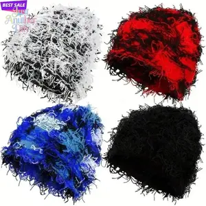 2026 New Arrival Distressed Knitted Fuzzy Beanie – Thick Warm Unisex Winter Hat for Outdoor Daily Wear, TikTokShopBlackFriday Christmas