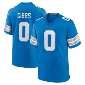 Detroit Gibbs 0 Blue/Black/White Football Player Game Jerseys, Sports Stitched T-shirts Top for Men Women Youth Boys Girls