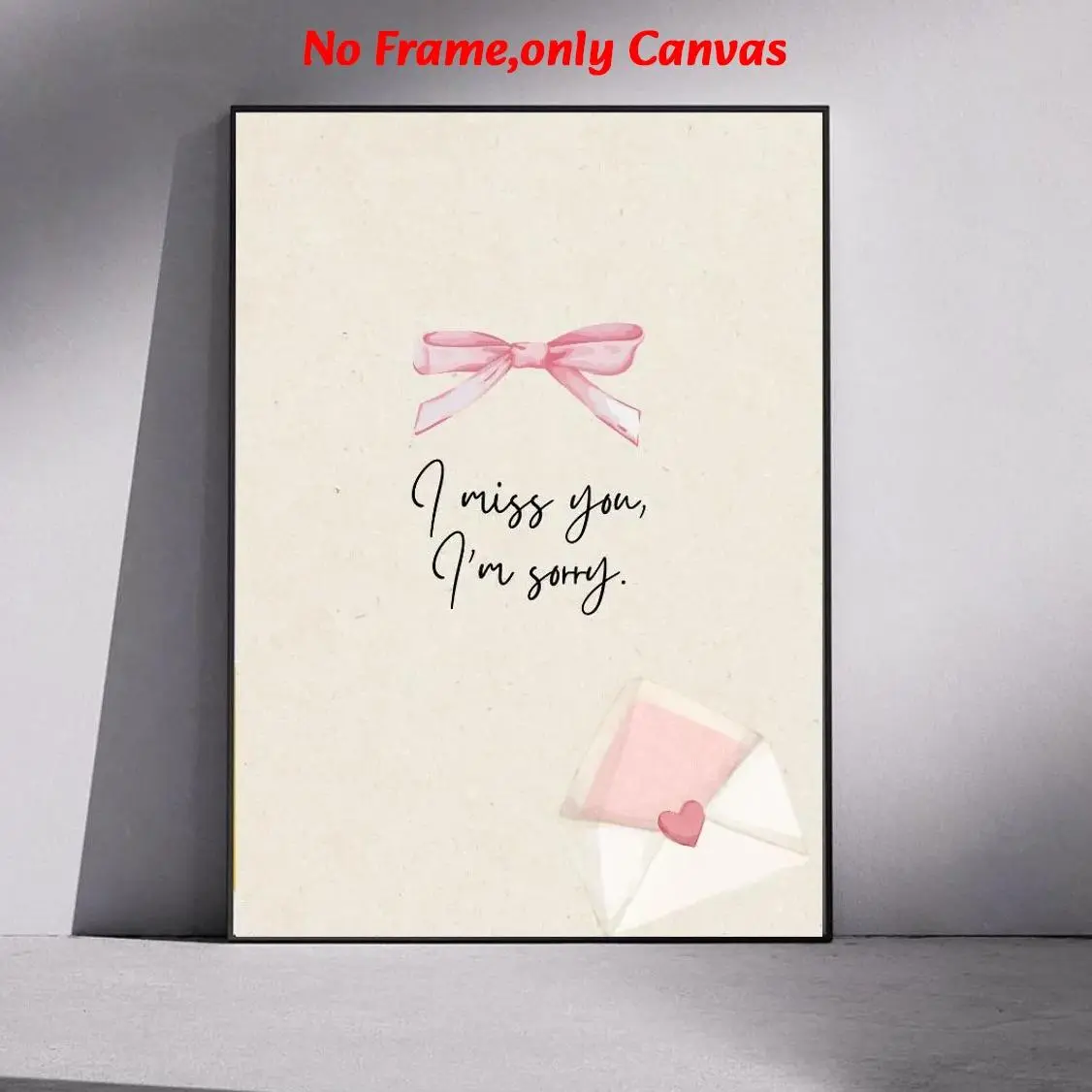 1pc, wall art, vintage poster, Gracie Abrams print, I Miss You and I'm Sorry pink bow painting, living room decor, bedroom decor aesthetic, room decor, housewarming gift, unframed