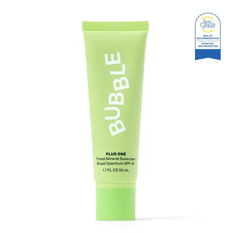 Bubble Skincare Daily Mineral Facial Sun Care Cream SPF 40 - Tinted Sunblock with Zinc Oxide, Raspberry, Glycerin & Hydrating Blurring Formula for All Skin Types