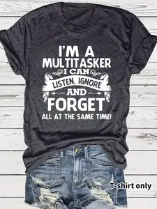 Women's Letter Print Round Neck Tee, Fashion Casual Crew Neck T-shirt for Daily Holiday Vacation Outdoor Wear, Ladies Clothes for Spring, Womenswear