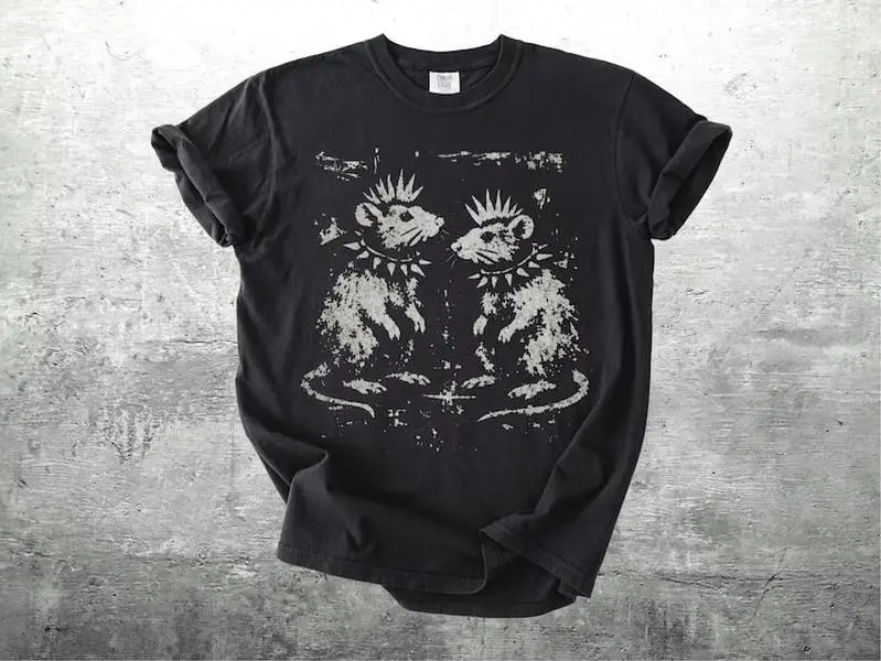 Vintage Funny Rat Shirt, Punk Aesthetic, Oversize, Womens, Mens, T-shirt