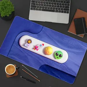Cartoon Astronaut & Rocket Pattern Mouse Pad, Rectangle Gaming Mouse Pad, Office Desk Keyboard Mat for Home Office Desk