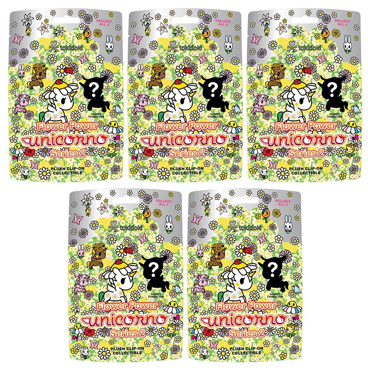 Aurora World Plush - Tokidoki Unicorno Flower Power S2 - BLIND BAGS [5 Pack Lot](Clip-Ons 4.5 inch)