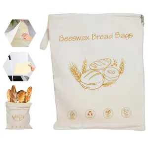 2 Pack Beeswax Bread Bags with Zipper – Reusable Sourdough & Baguette Storage Bags with Liner, Fresh-Keeping Beeswax Containers for Kitchen & Freezer Use