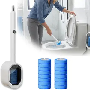 Wall-Hung Disposable Toilet Cleaning Kit, Detachable Design with Replaceable Brush Heads, Deep Stain Removal Sanitary Cleaner for Household Bathroom Daily Maintenance