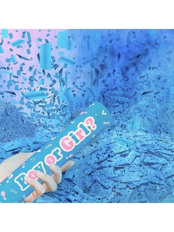 Gender Reveal Confetti Powder Cannon 4pcs, Safe Powder Smoke, Boy Blue and Girl Pink Gender Reveal Poppers - He or She Smoke Bomb Baby Shower Baby Party Decorations Supplies Sticks