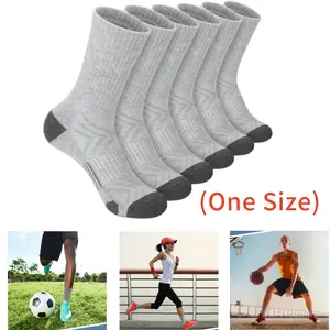 A Set of 6 Pairs Athletic Crew Socks,Gray/Black/White Cushion Running Socks,Performance Breathable Sports Socks for Men Women,Christmas Party Gifts,Hand Tools Kits