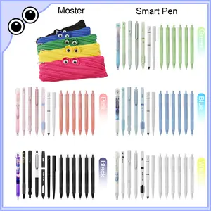 Rarler 13 Pcs Educational Smart Pen Set with Pencil Case, 1 Twist Pen, 1 Everlasting Pencil, 1 Grip Pen, 1 Click Pen, 1 Retractable Pen, 1 Agile Pen, 1 Erasable Gel Pen, 6 Click Ballpoint Pens, 0.5mm for Student Stationery