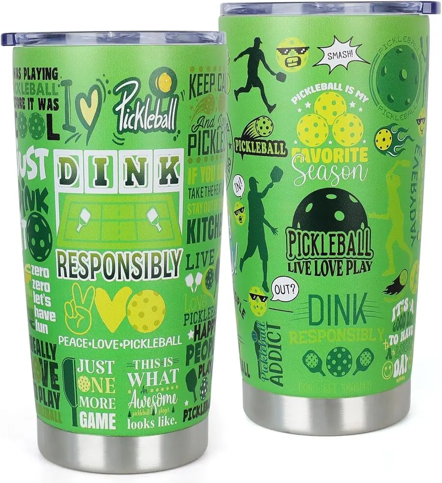 Stylish Stainless Steel Pickleball Mug Water Bottle Tumbler with Lid - Portable Kitchenware Drinkware, Ideal for Indoor Coffee Use, Perfect Birthday Gift for Husband